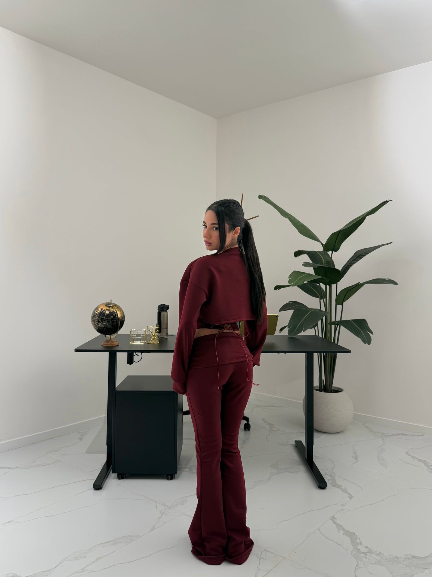 COORD SET BUSY BORDEAUX