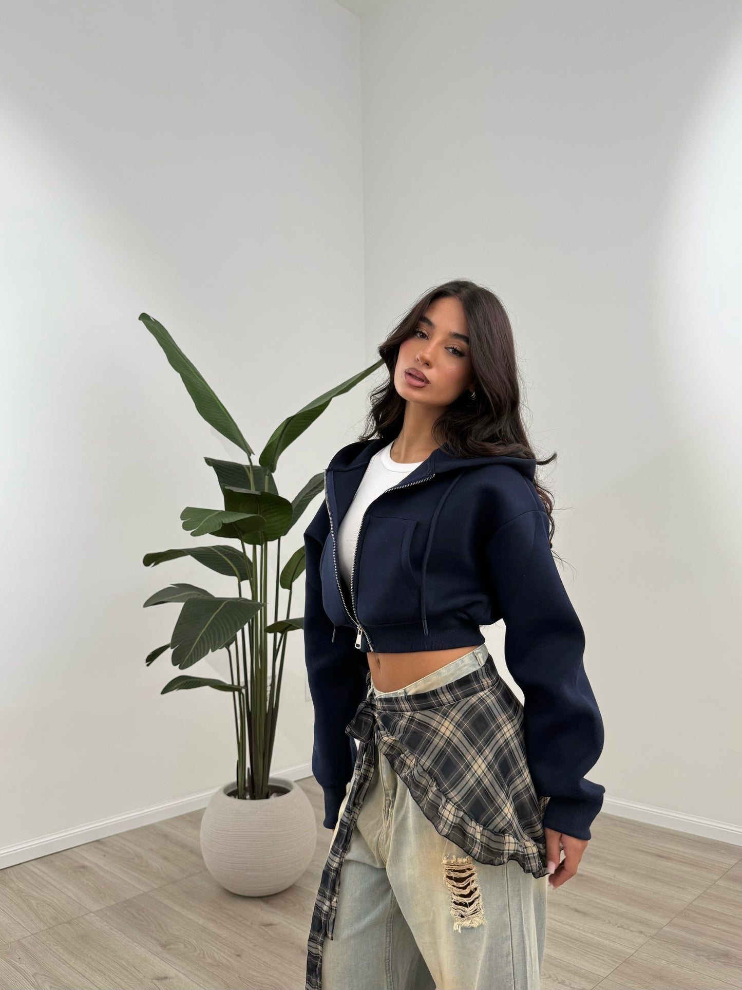 FELPA CROP BLU