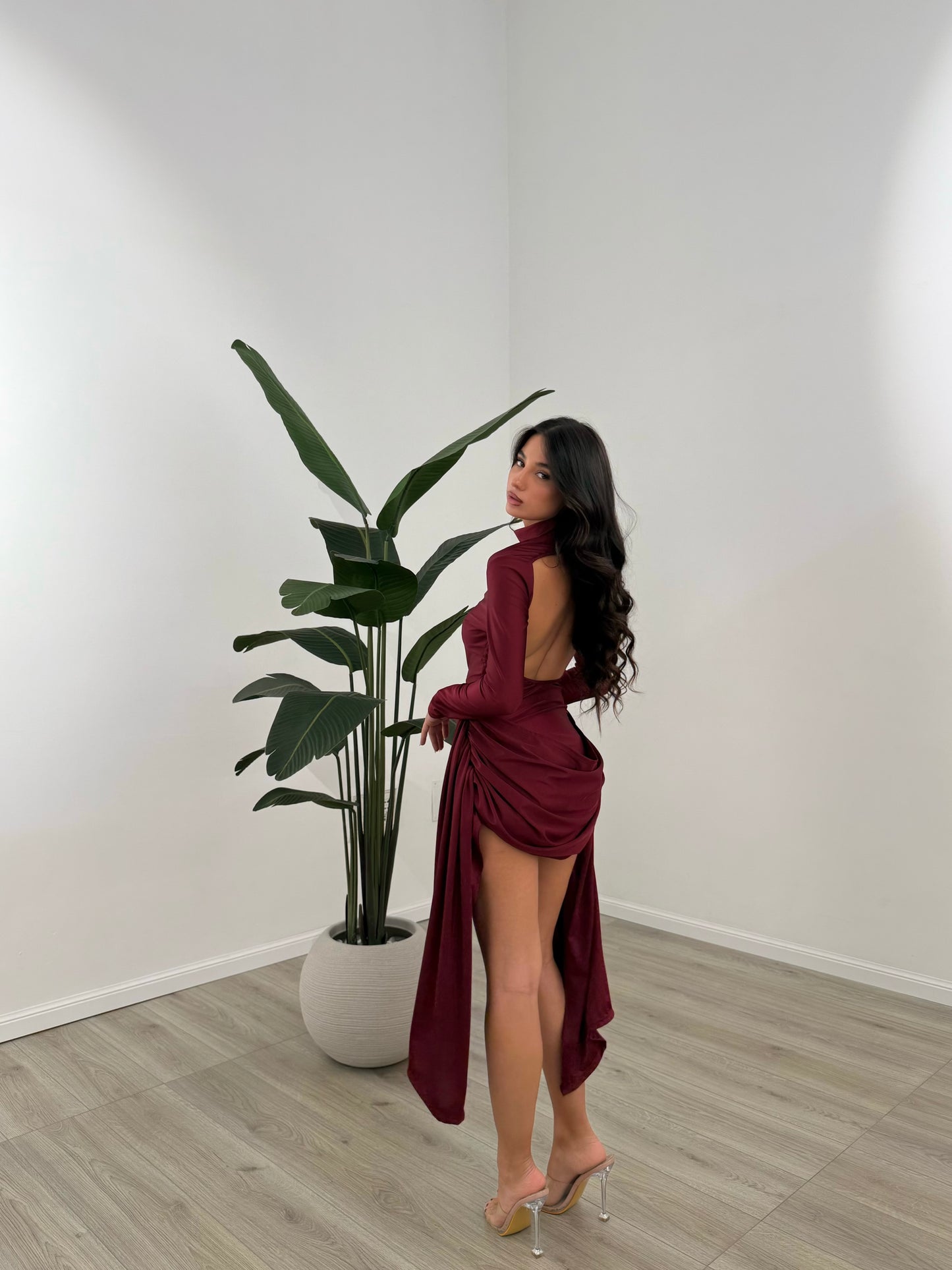 MINI DRESS SIDE BORDEAUX