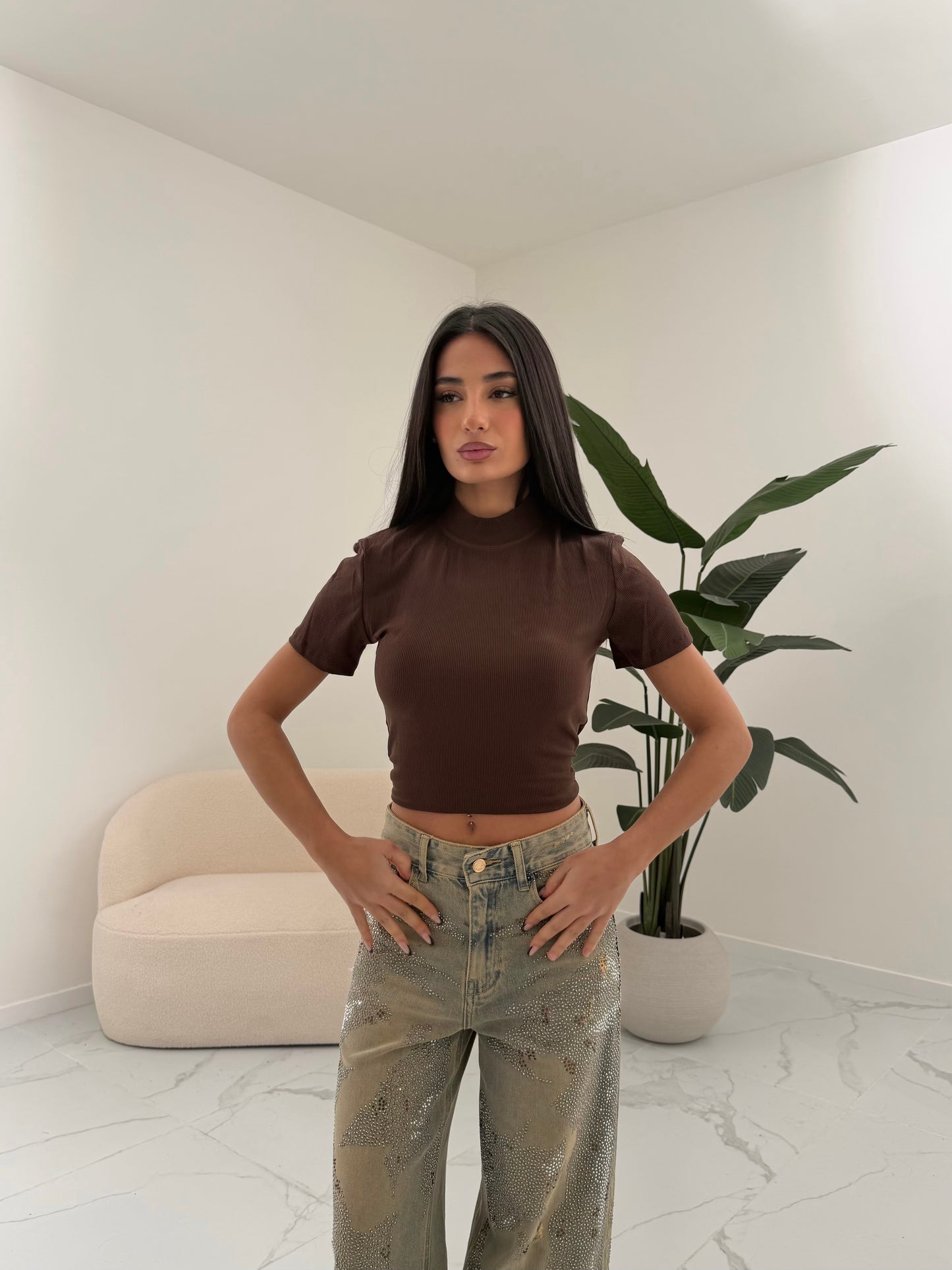 MAGLIA SARAY MARRONE