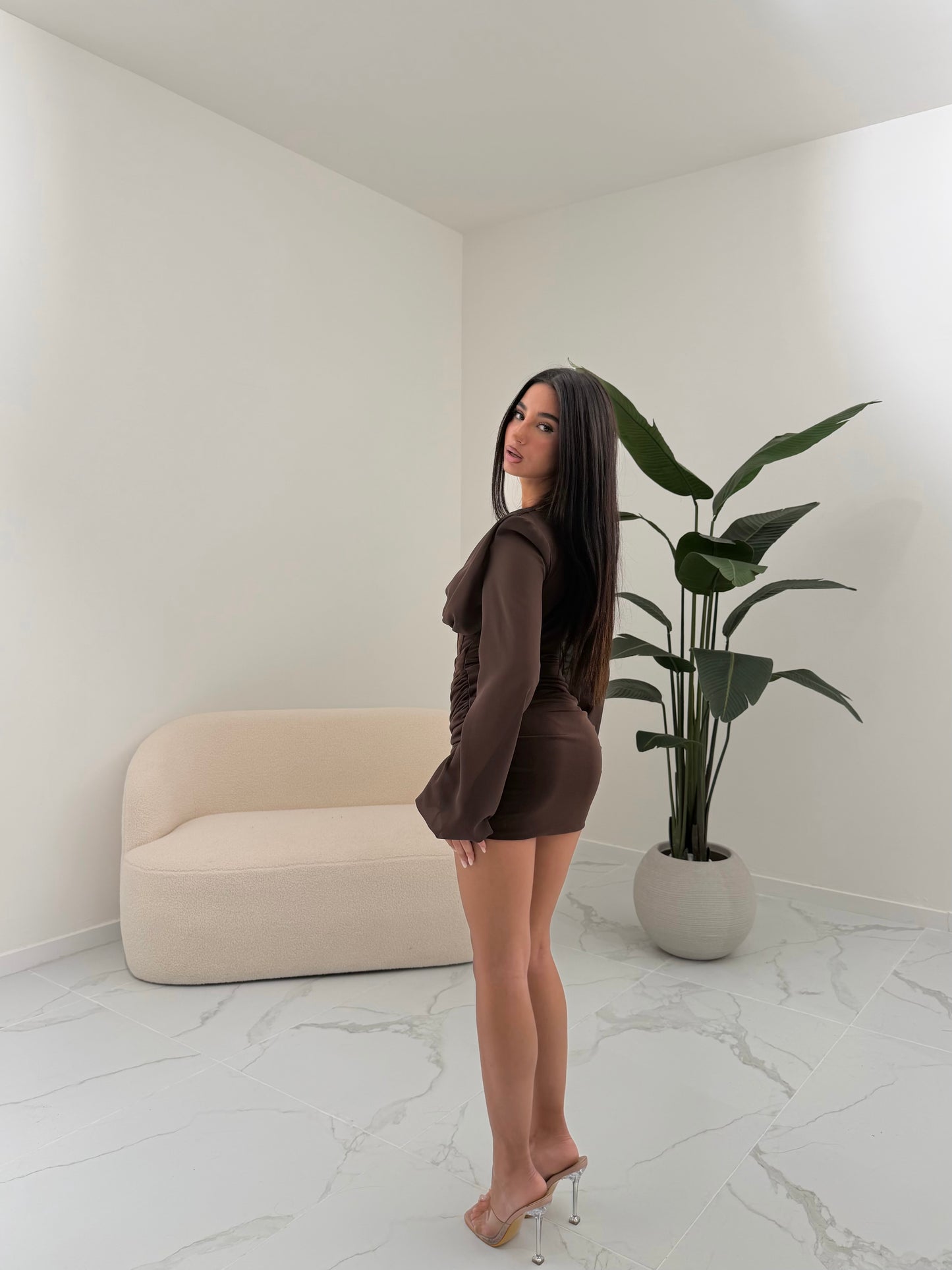 MINI DRESS RAW MARRONE