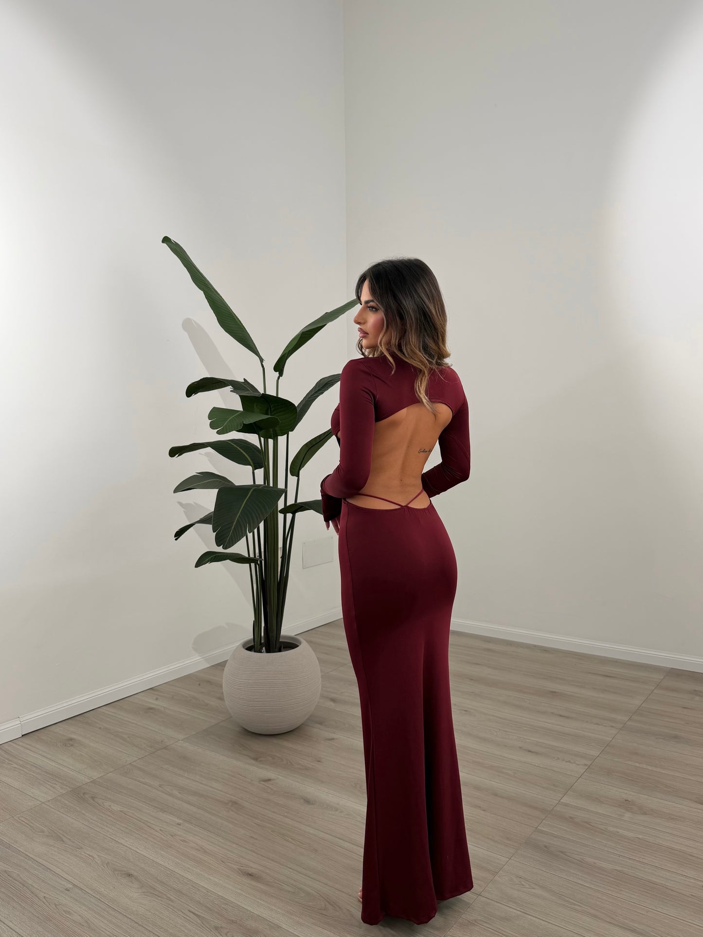 ABITO SLIPPED BORDEAUX