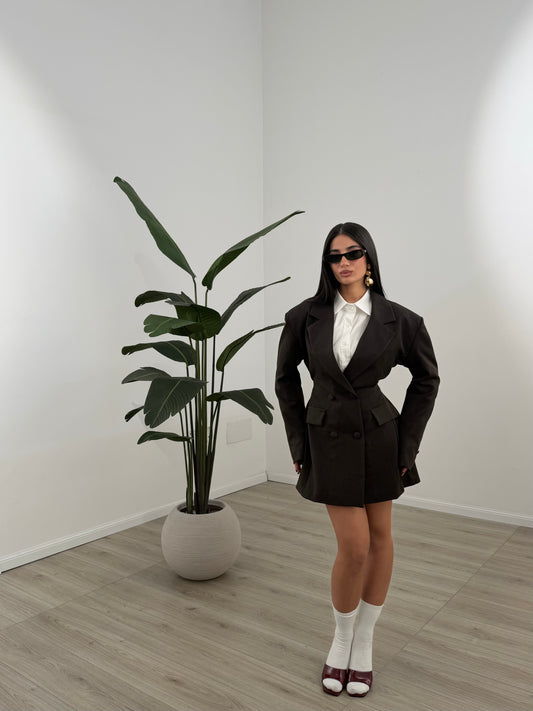 MINI DRESS BUSINESS WOMAN MARRONE