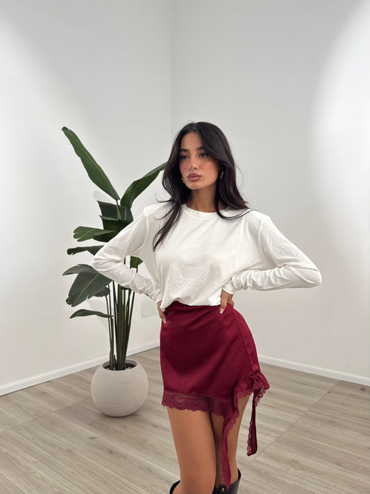 MINI GONNA SATIN BORDEAUX