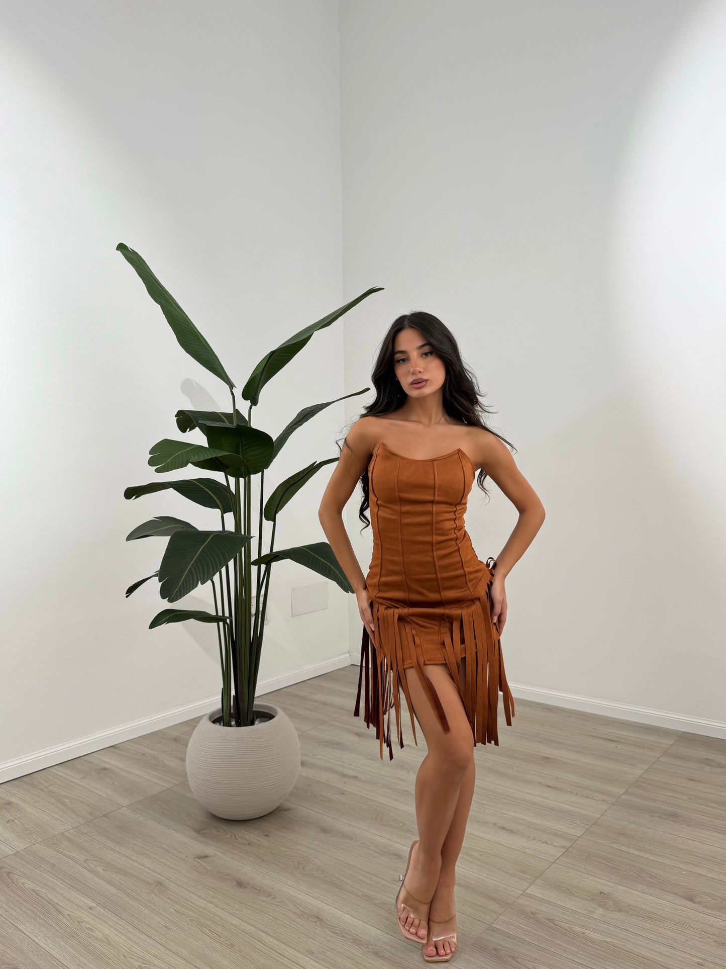 MINI DRESS REBECCA CUOIO