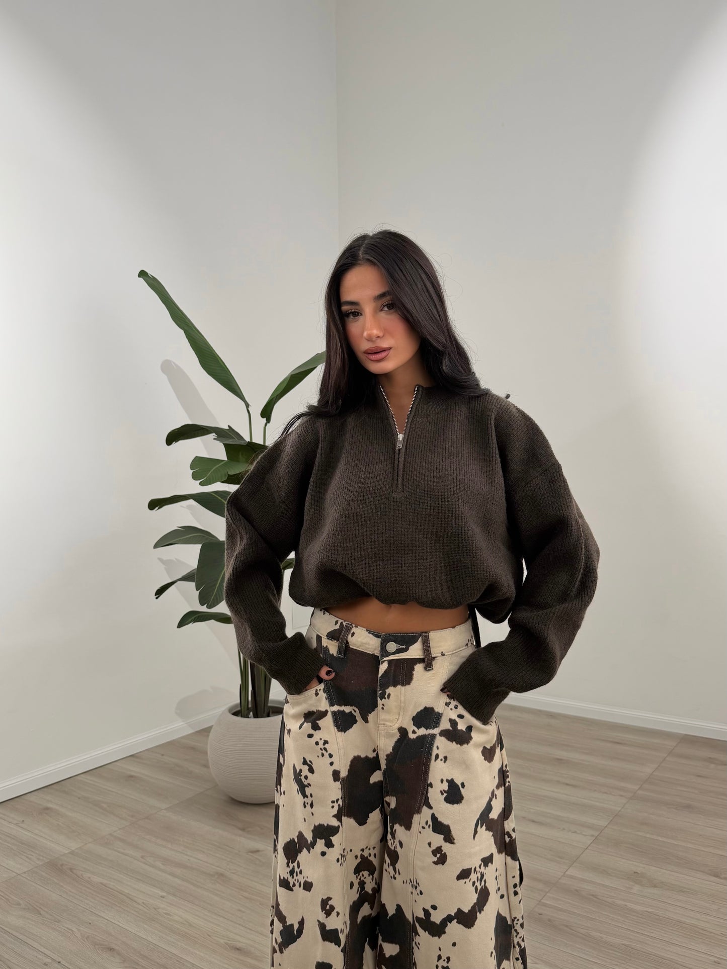 MAGLIONCINO HALF MARRONE