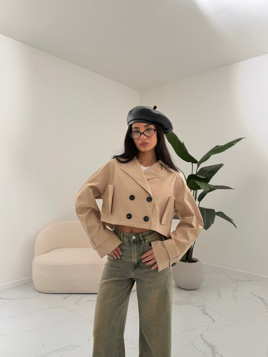 TRENCH CROP BEIGE