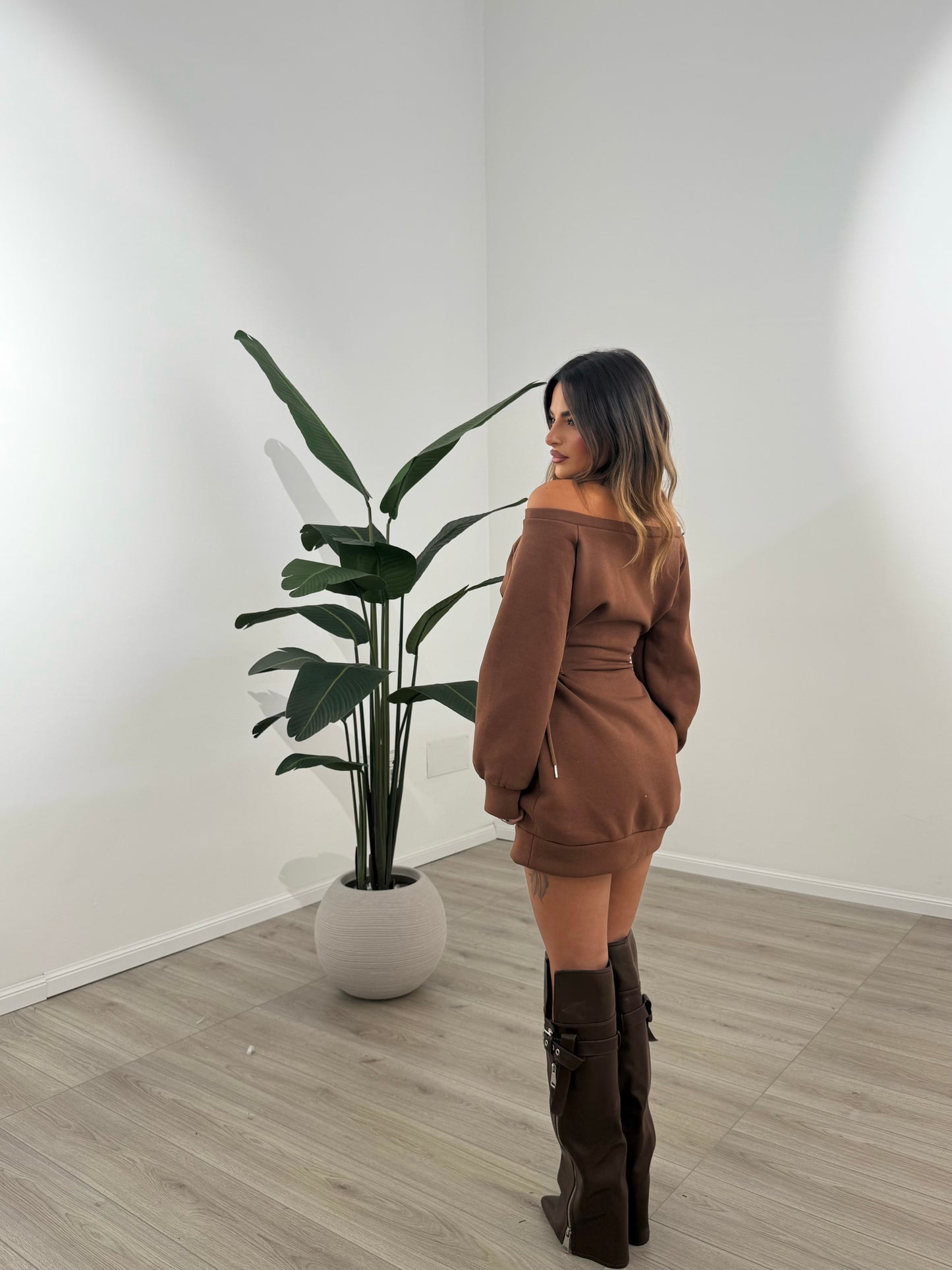 MINI DRESS RELAX MARRONE