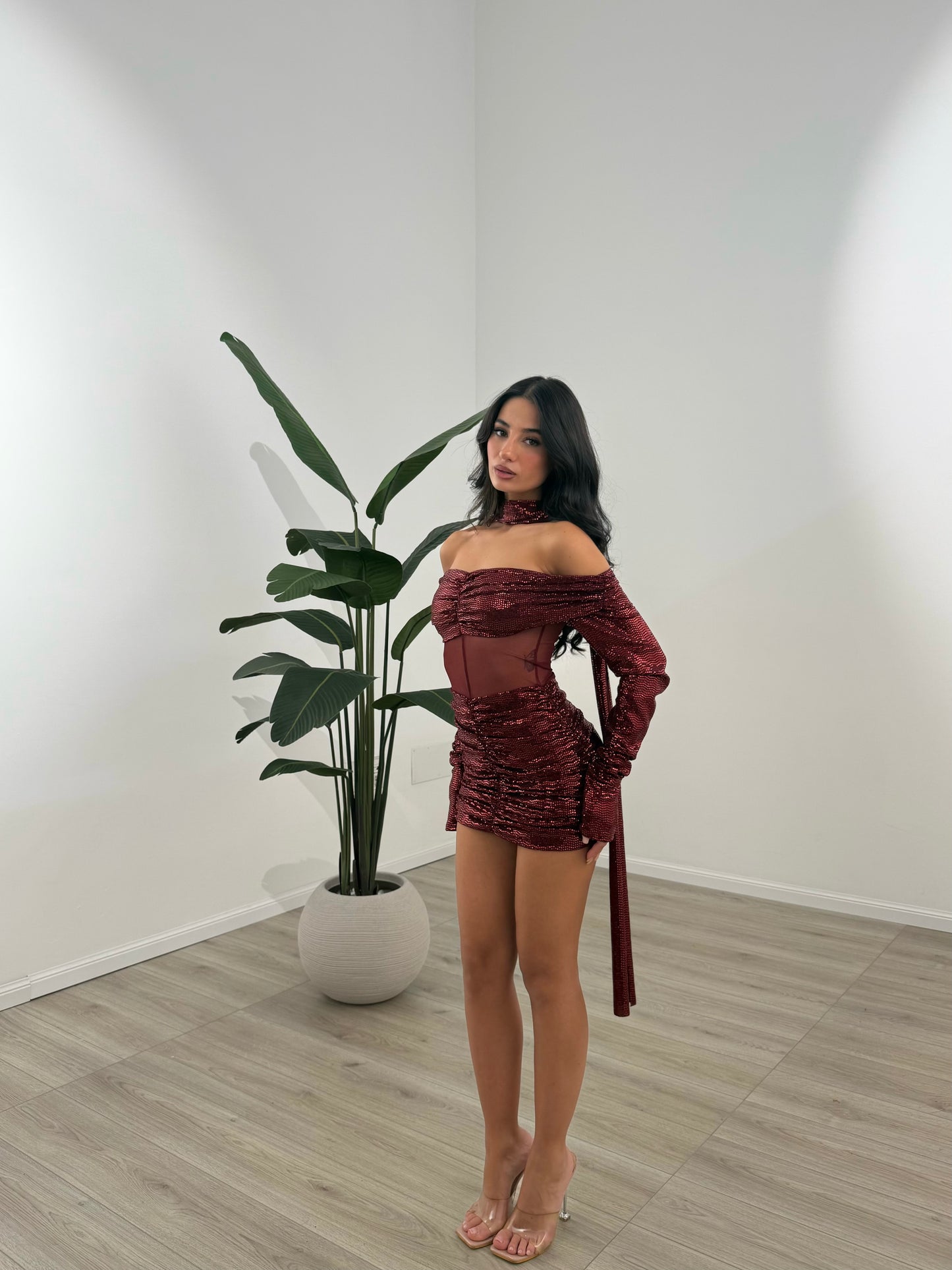 MINI DRESS GAIA BORDEAUX