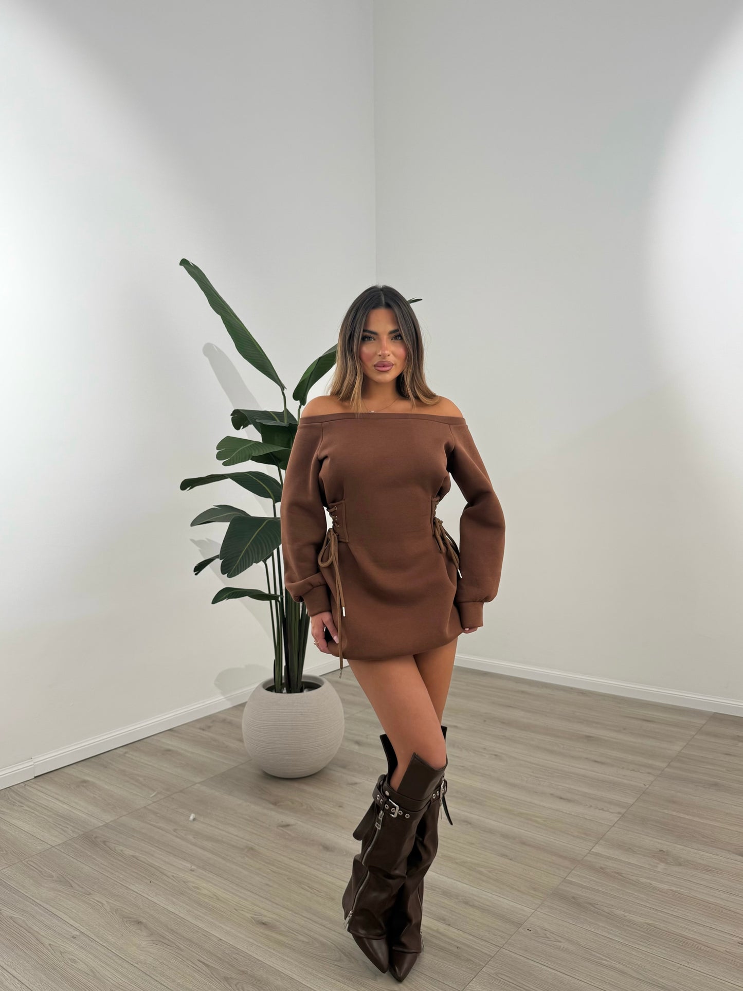 MINI DRESS RELAX MARRONE