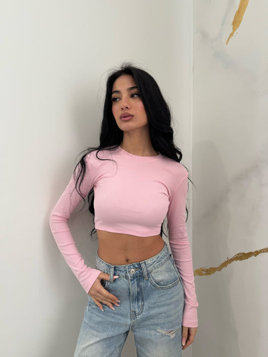 MAGLIA CROP ROSA BY LUMINA