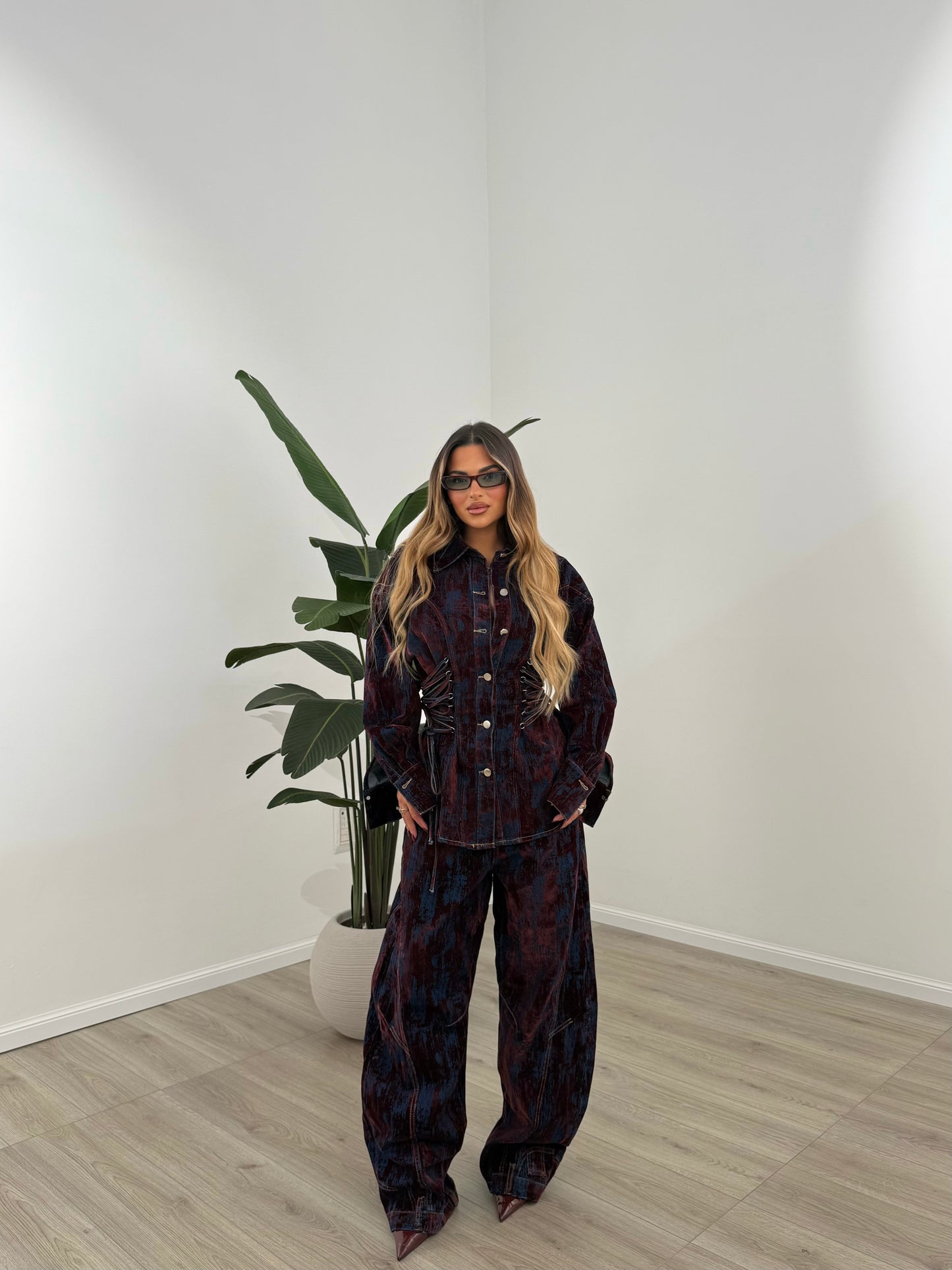 JEANS VELVET BORDEAUX