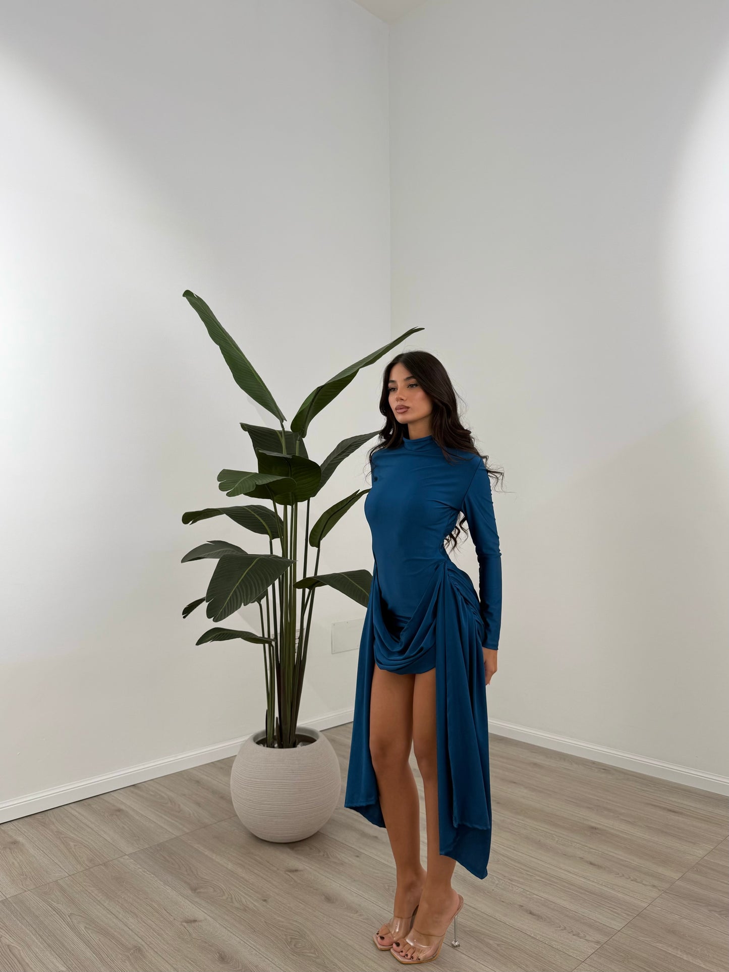 MINI DRESS SIDE PETROLIO