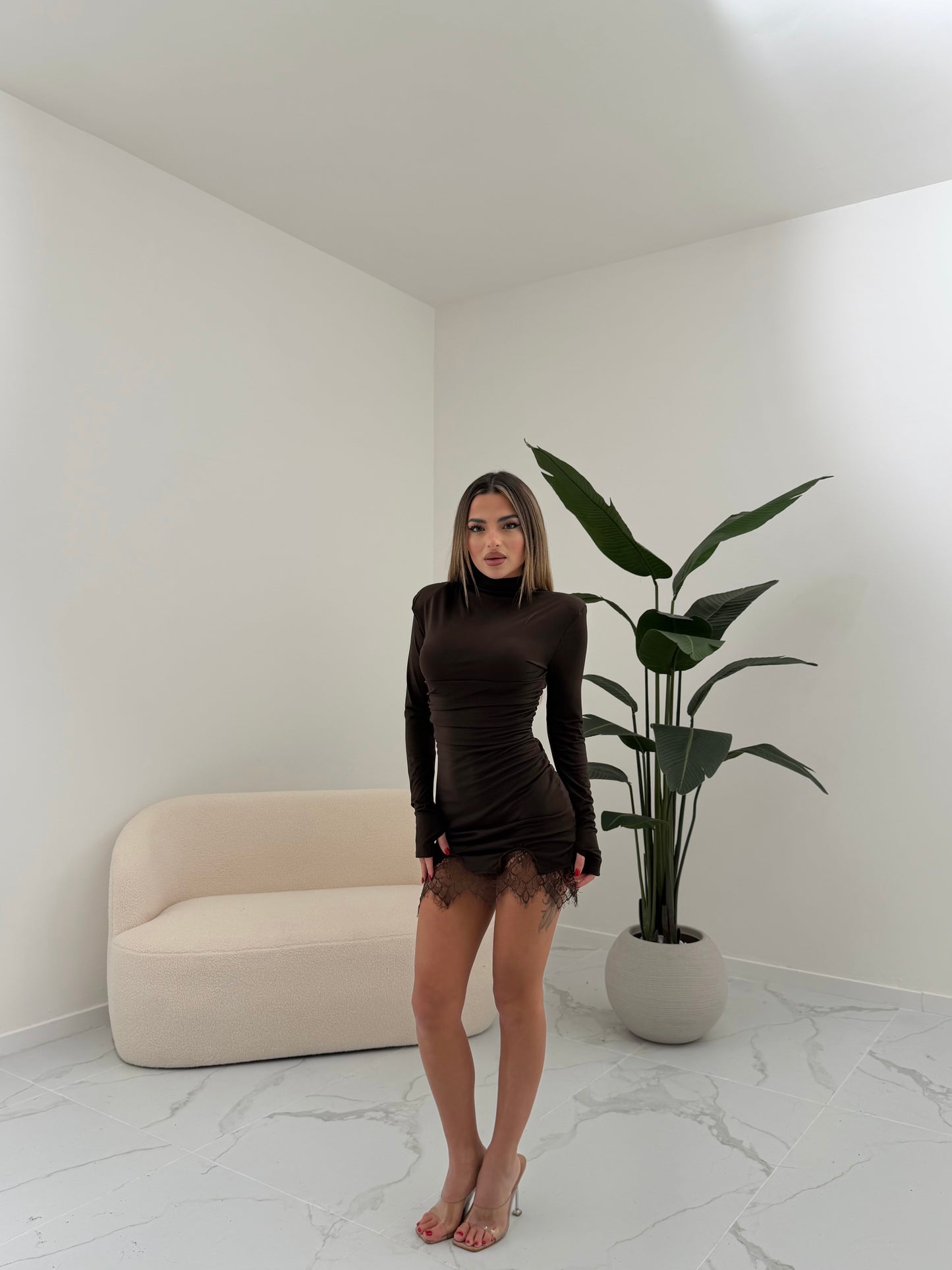 MINI DRESS BRAZEN MARRONE