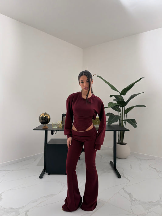 COORD SET BUSY BORDEAUX