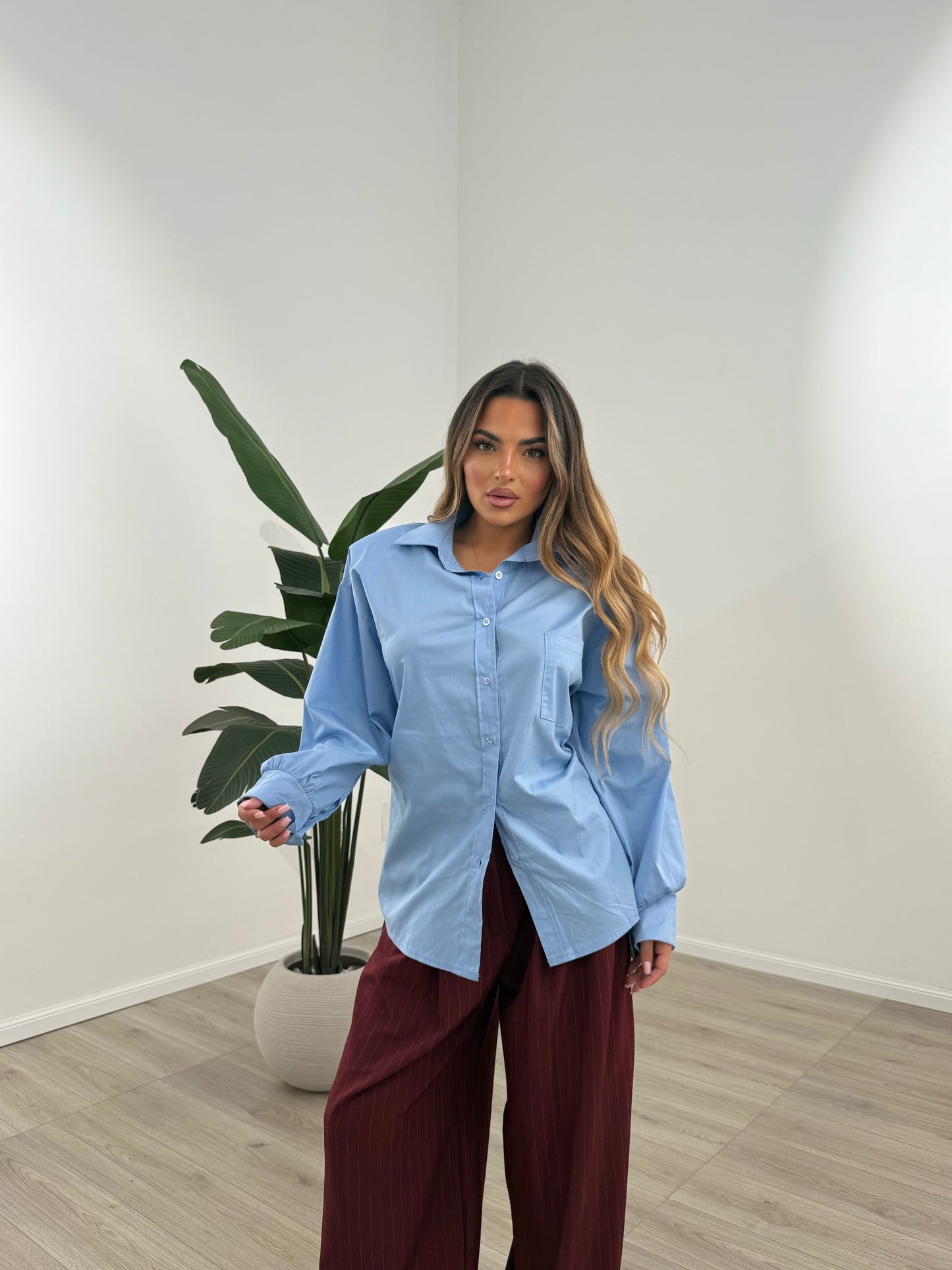 CAMICIA OPEN CELESTE