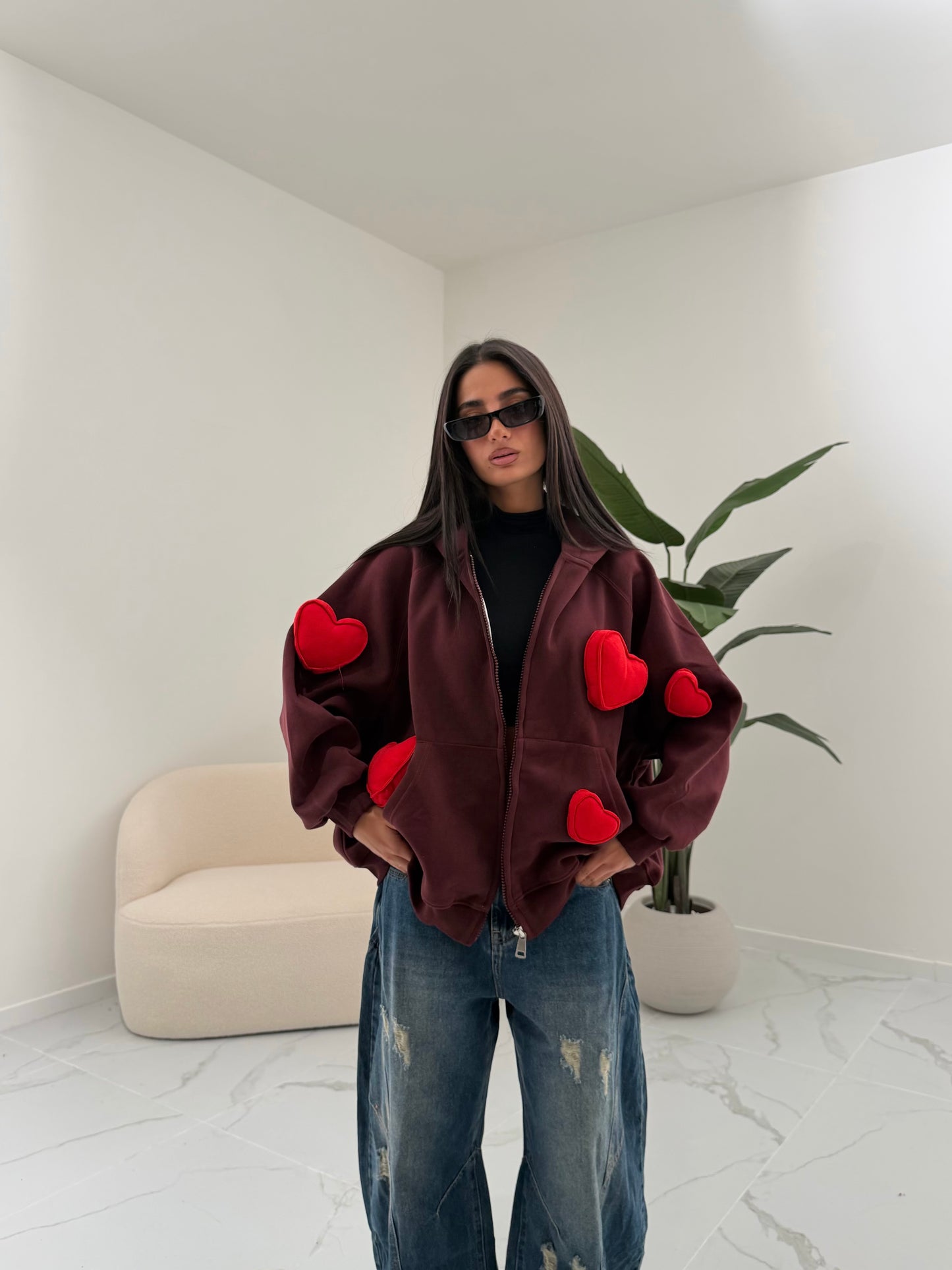 FELPA HEART BORDEAUX