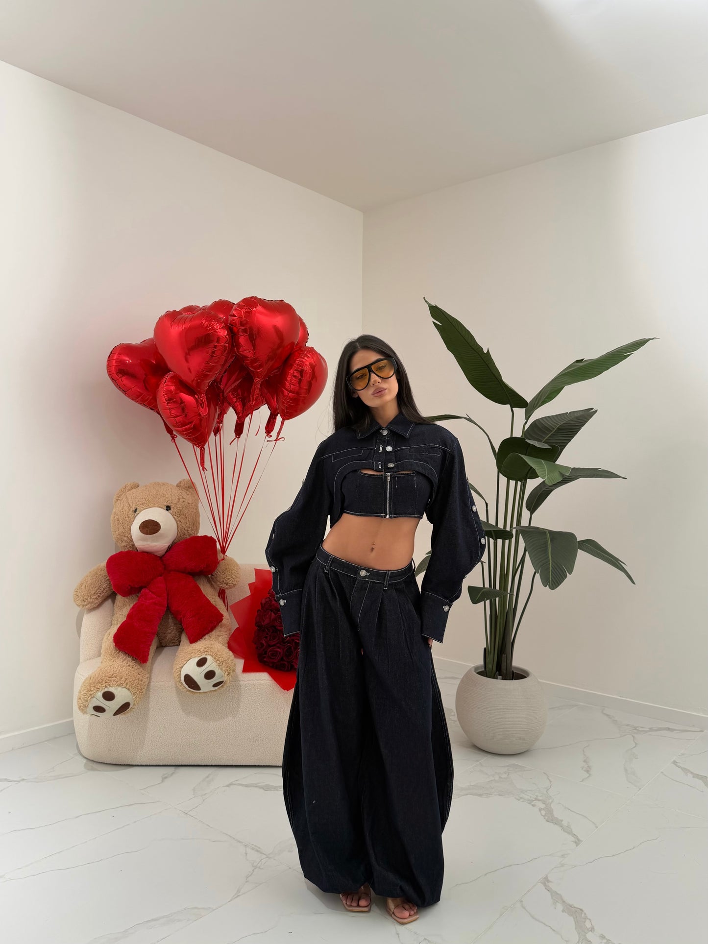 COORD SET AIRLINE DENIM